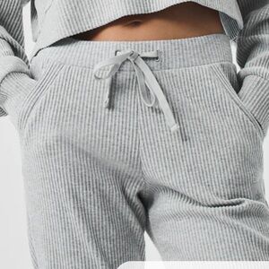 ALO Women’s Gray Ribbed Lounge Set ~ WITH A COZY LUSCIOUS FEEL ~ BOTTOMS ONLY